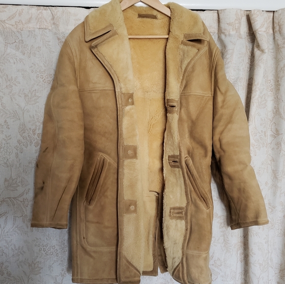 Vintage Abercrombie & Fitch 50s Shearling Leather Coat Sherpa size 38 - Picture 6 of 11